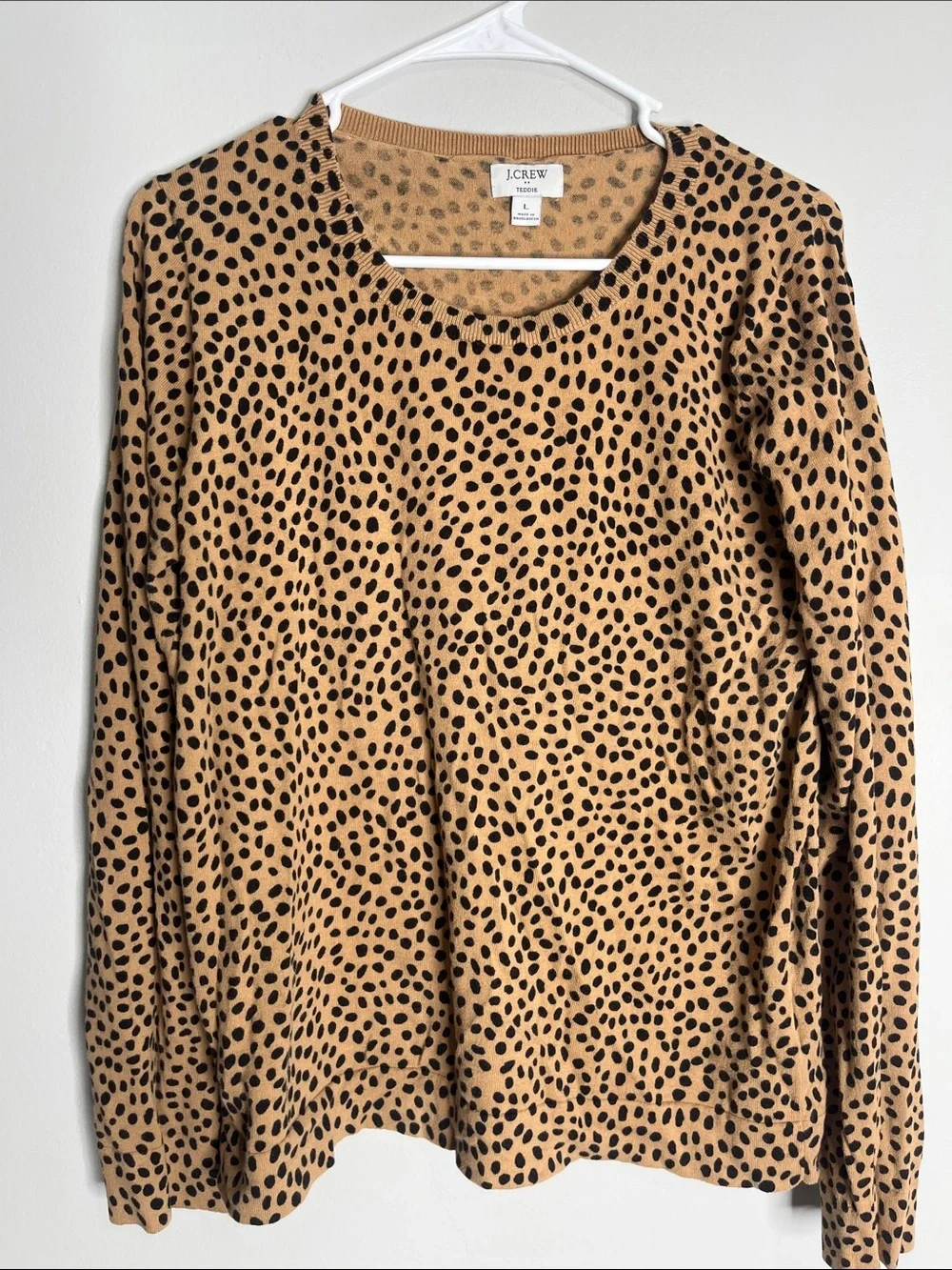 J. Crew Black and Tan Spotted Long Sleeve Top